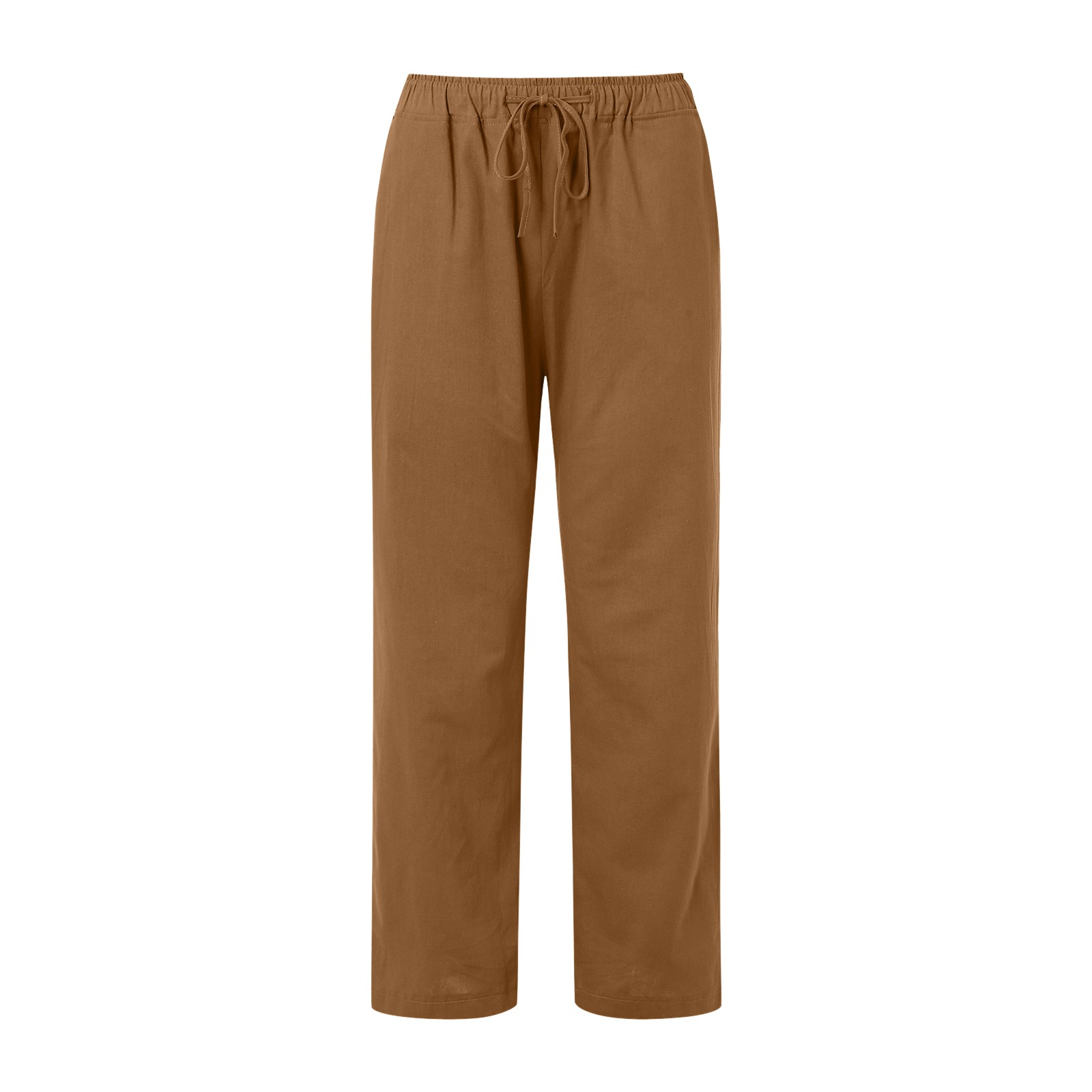 thumbnail image 5 of Pantalones anchos de cintura alta para mujer: pantalones elásticos con cordón, cómodos pantalones largos rectos con bolsillos, poliéster, para todas las ocasiones, 5 of 5